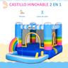 Castelo insuflável arco-íris com piscina e cama elástica 280 cm Outsunny