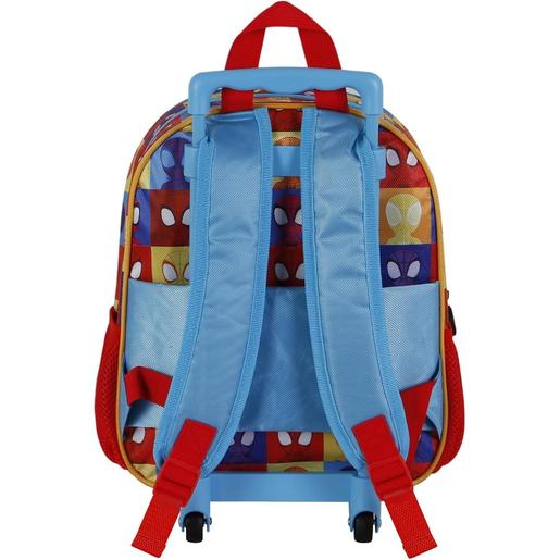 Marvel - Mochila infantil Spidey 3D com rodas Azul ㅤ