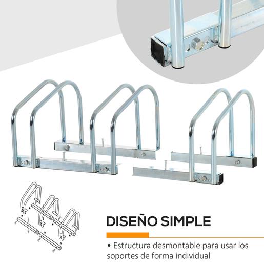 Homcom - Estacionamento para 3 bicicletas Prata