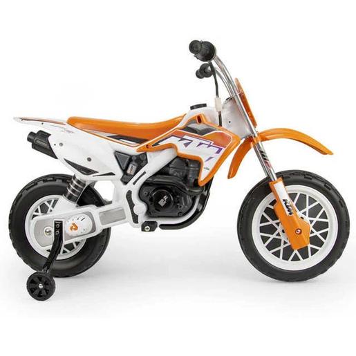 Injusa - Moto eléctrica Cross KTM 12V con acelerador y ruedas de apoyo ㅤ