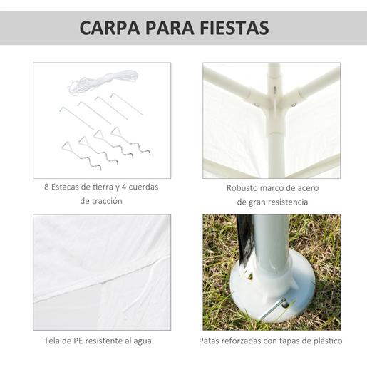 Outsunny - Tenda Desmontável de Jardim 3x3 m Branco