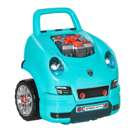 Homcom - Set de mecânico com Motor de camião e ferramentas, Azul turquesa