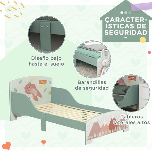 Homcom - Cama infantil Montanhas Verde