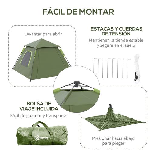 Outsunny - Tenda de campismo Pop Up 210x210x150cm Verde