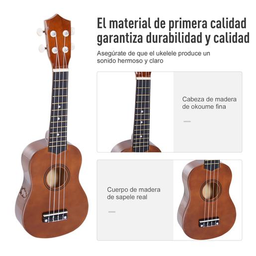 Homcom - Ukelele soprano 21" Madeira Castanho