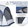 Outsunny - Tenda de campismo com mosquiteiras 350x350x230 cm Branco e Azul