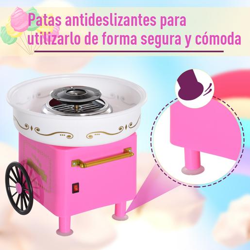 Homcom - Máquina Rosa de Algodón de Azúcar Retro