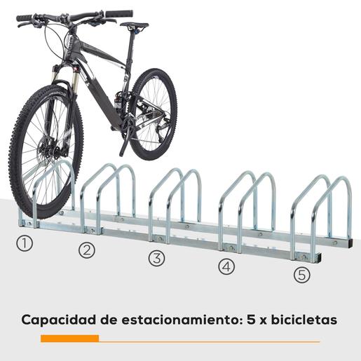 Homcom - Estacionamento para 5 bicicletas Prateado