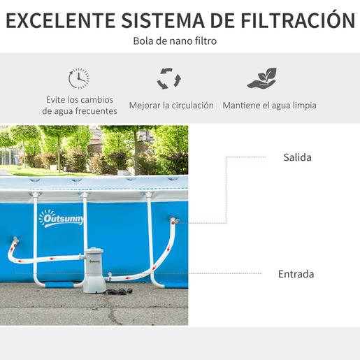 Outsunny - Piscina Tubular Retangular 340 x 215 x 80