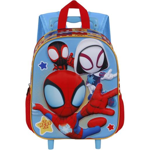 Marvel - Mochila infantil Spidey 3D com rodas Azul ㅤ