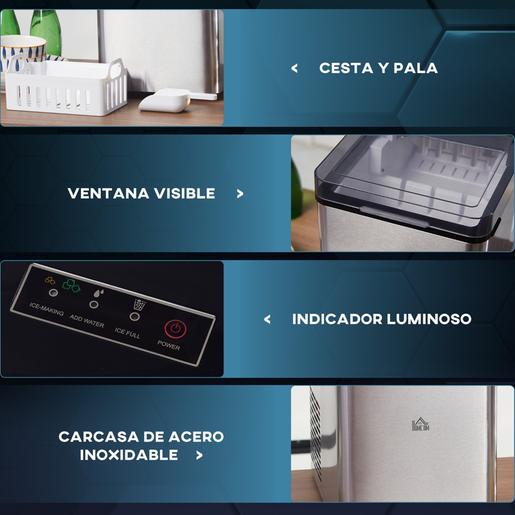 Homcom - Máquina de Gelo Prateada 105W