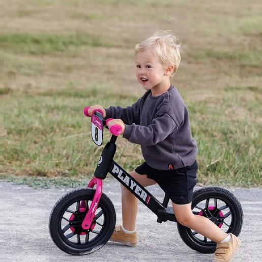 Bicicleta sin pedales Player rosa con luces LED