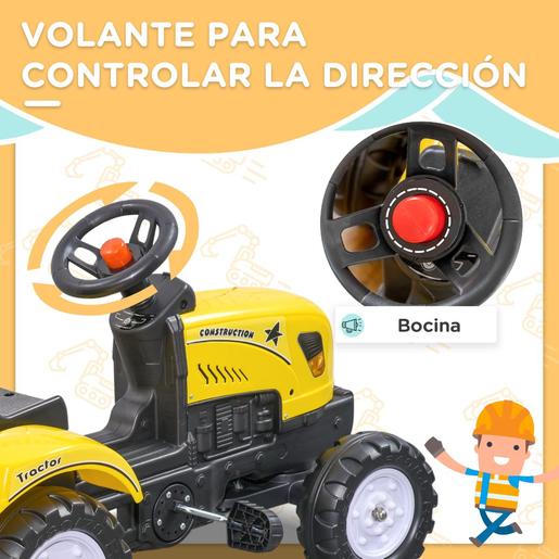 Homcom - Trator a pedais com reboque amarelo