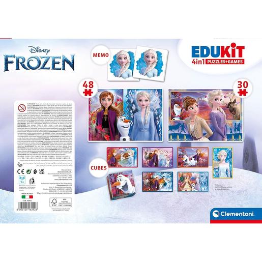 Clementoni - Frozen - Edukit 4 em 1: Puzzle de 48 peças, jogo de memória e 6 cubos educativos ㅤ