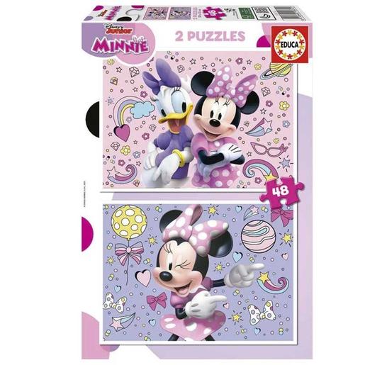 Educa Borras - Conjunto de 2 Puzzles Minnie: 48 peças cada um, 28x20 cm montados ㅤ