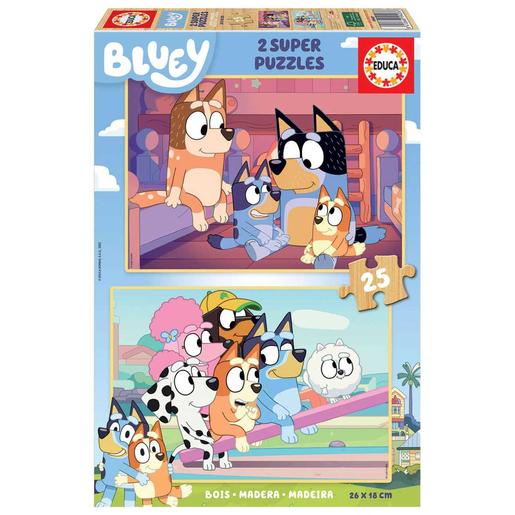 Educa Borras - Bluey - 2 Puzzles de madeira 25 peças