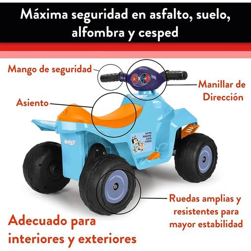 Feber - Bluey - Quad elétrico Bluey 6V com rodas grandes para estabilidade ㅤ