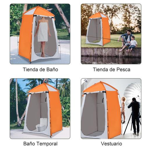 Outsunny - Tenda de duche para campismo com mosquiteiros 123x121x198 cm Laranja