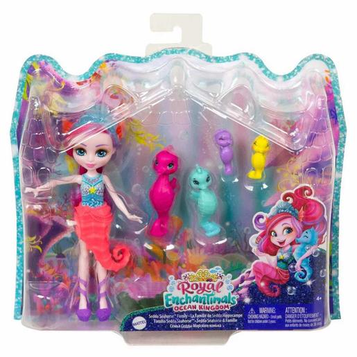 Mattel - Enchantimals - Ocean Kingdom muñeca Sedda Sea Horse con familia de caballitos de mar ㅤ