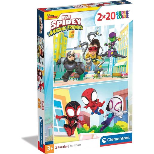 Clementoni - Puzzles infantis de super-heróis Spidey, 2x20 peças