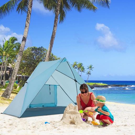 Outsunny - Tenda corta-vento com janela 210x147x120 cm Azul