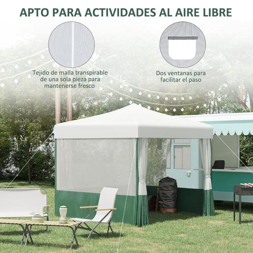 Outsunny - Tenda Dobrável 2,7 x 2,7 m Branco e Verde