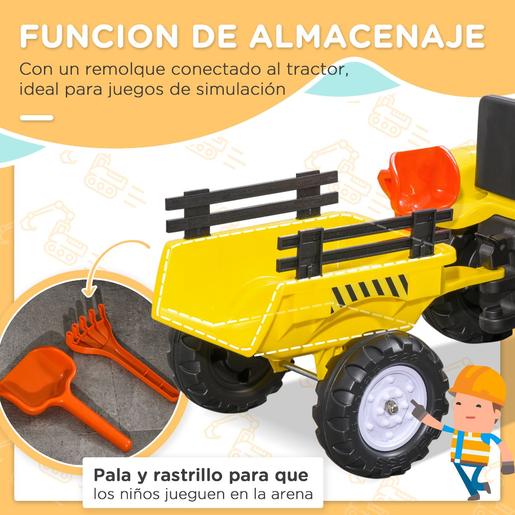 Homcom - Trator a pedais com reboque amarelo