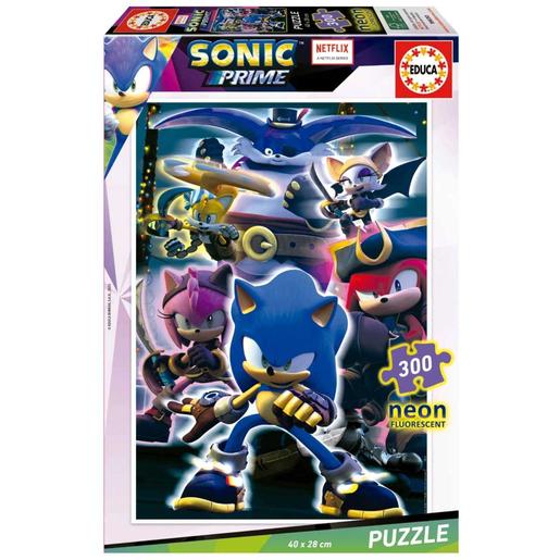 Educa Borras - Puzzle infantil Sonic Prime Neon de 300 peças ㅤ