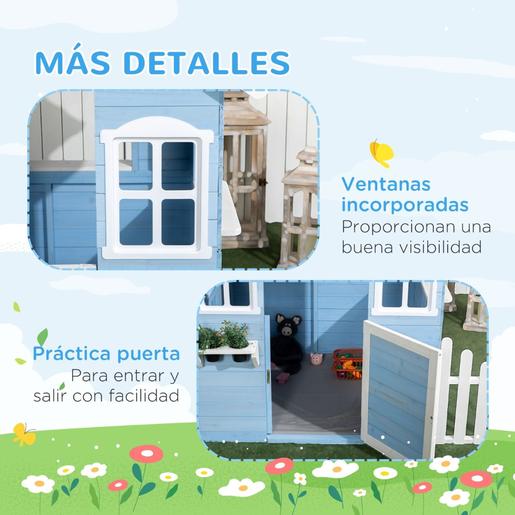 Outsunny - Casa de madeira infantil Azul