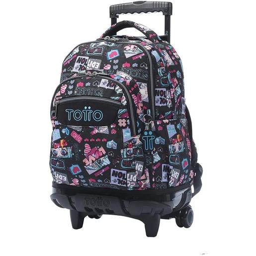 Totto - Mochila Escolar Rodas Misato Preto Linhas