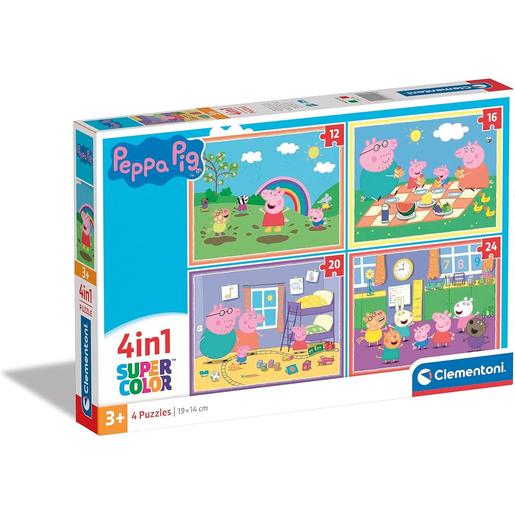 Clementoni - Porquinha Peppa - Puzzle infantil 4 em 1: Conjunto de 12, 16, 20 e 24 peças Peppa Pig ㅤ