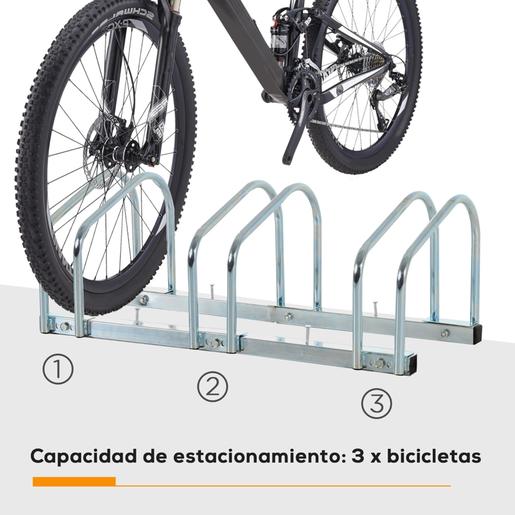 Homcom - Estacionamento para 3 bicicletas Prata