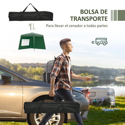 Outsunny - Tenda Dobrável 2,89x2,89 m com 2 Paredes Verde