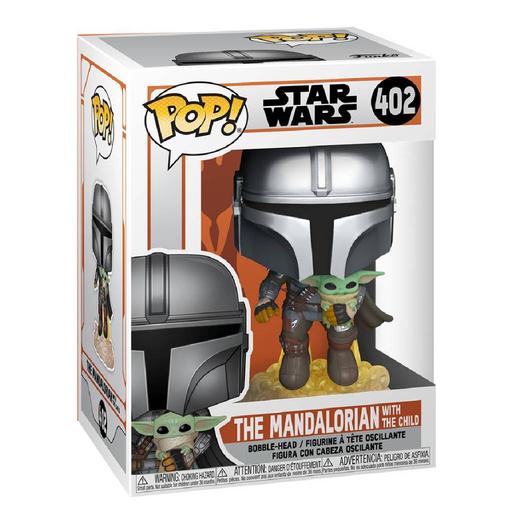 The Mandalorian a voar com Jet Pack e Baby Yoda - Figura Funko Pop