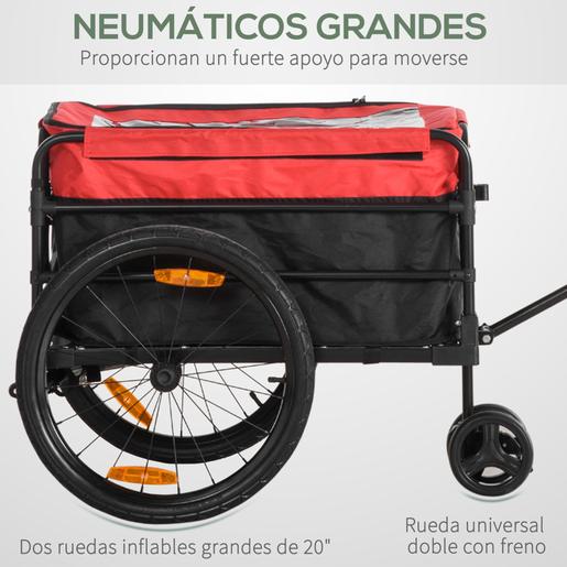 Homcom - Reboque para Bicicleta Preto e Vermelho