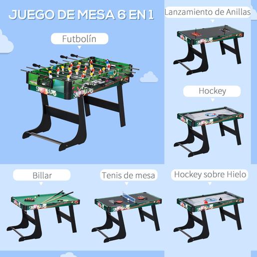 Homcom - Mesa multi-jogos 6 em 1 dobrável