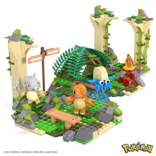 Mattel - Pokemon - Construção de ruínas Pokémon MEGA Construx com três personagens ㅤ