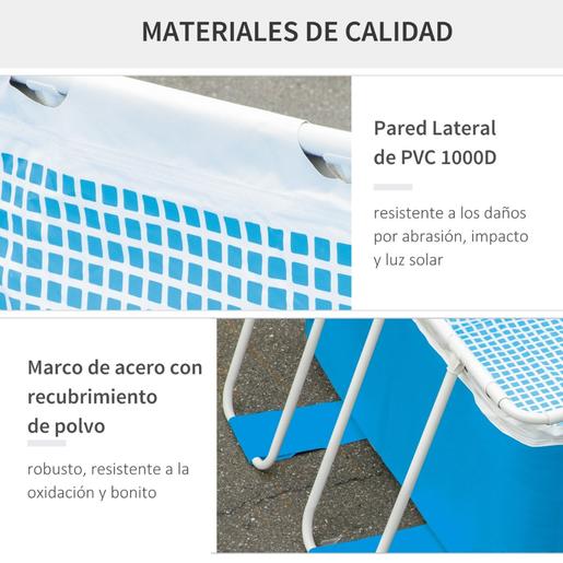 Outsunny - Piscina Tubular Retangular 340 x 215 x 80