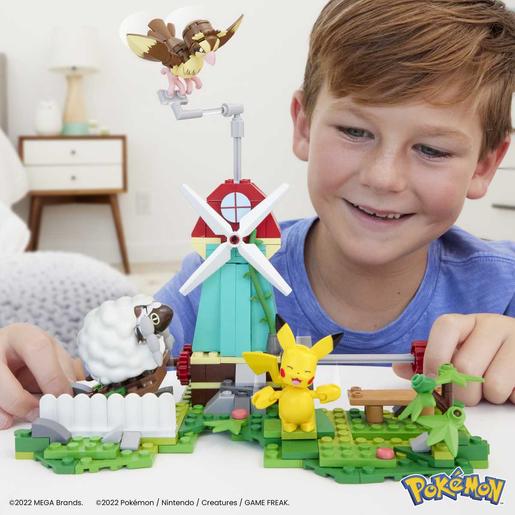 Mattel - Pokemon - Construção Pokémon com movimento: Pikachu, Wooloo e Pidgey, 240 blocos ㅤ