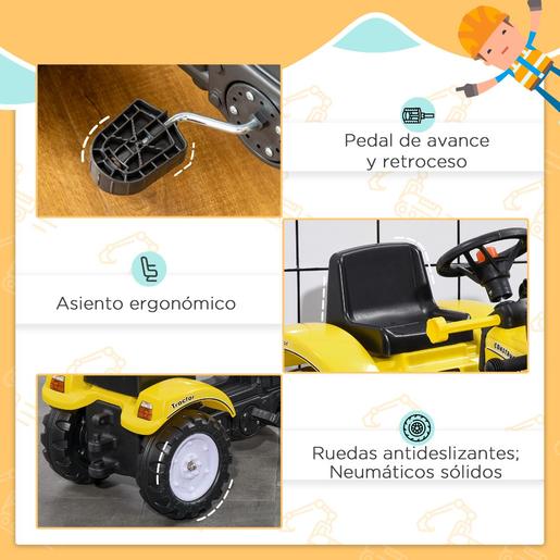 Homcom - Trator escavadora a pedais amarelo