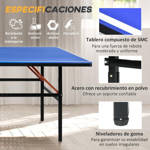 Outsunny - Mesa de Ping Pong Dobrável com Rede, Raquetes e Bolas