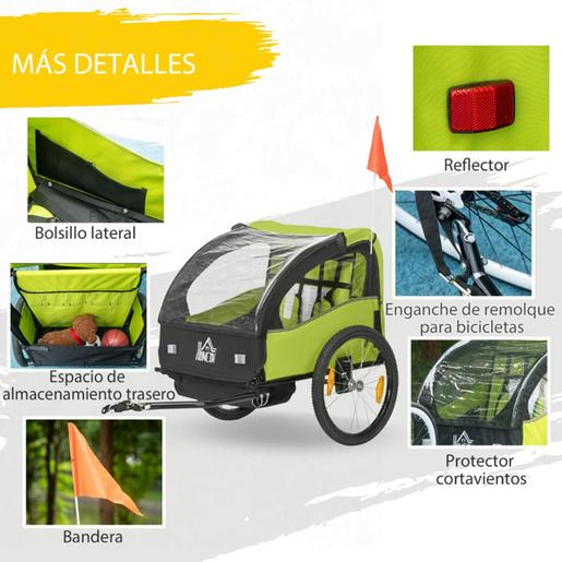 Homcom - Reboque para bicicleta Verde