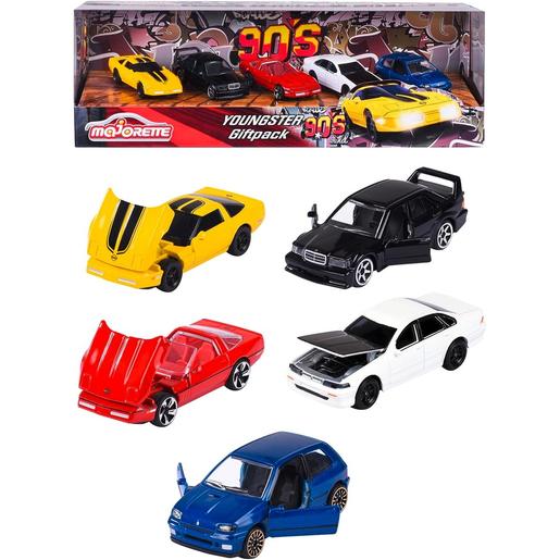 Majorette - Pack de 5 carros de metal escala 1:64, edição clássicos anos 90 ㅤ