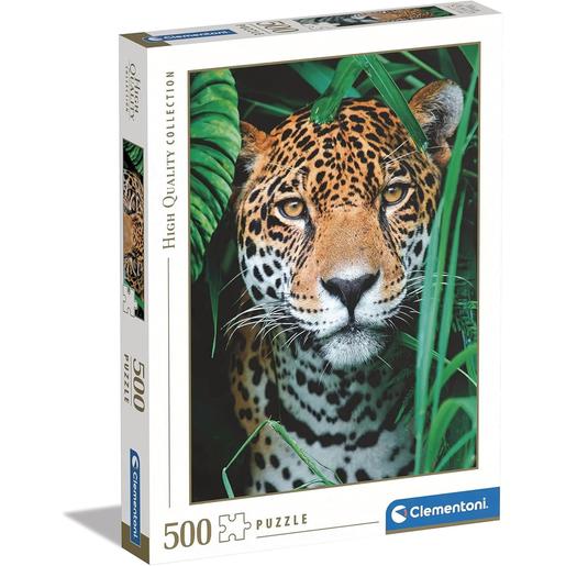 Clementoni - Puzzle de 500 peças com imagem de Jaguar na Selva ㅤ