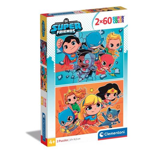 Clementoni Puzzle DC Comics Superfriends 2x60 Peças ㅤ