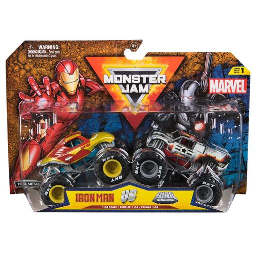 Monster Jam - Pack 2 vehículos Marvel - Iron Man vs War Machine