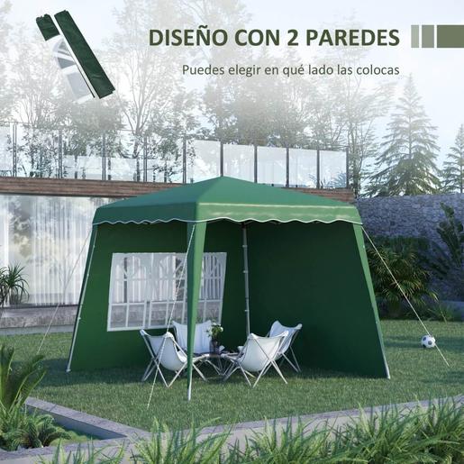 Outsunny - Tenda Dobrável 2,89x2,89 m com 2 Paredes Verde