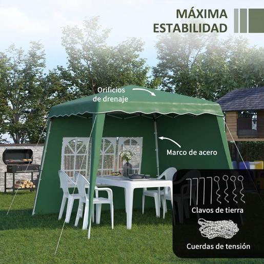 Outsunny - Tenda Dobrável 2,89x2,89 m com 2 Paredes Verde