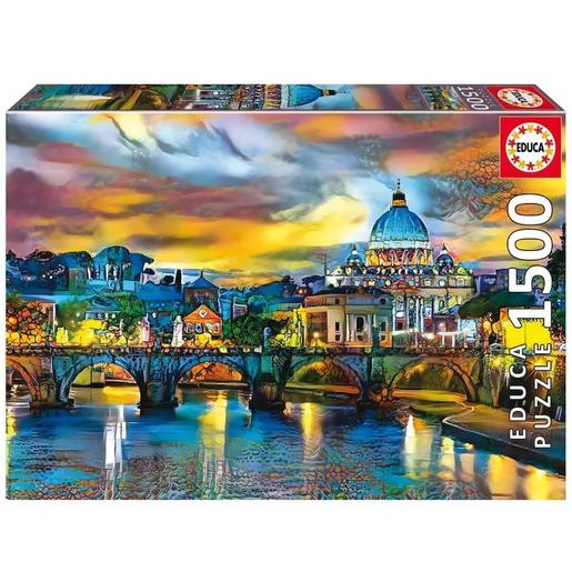 Educa Borras - Puzzle Basílica São Pedro e Ponte Sant'Angelo de 1500 peças ㅤ