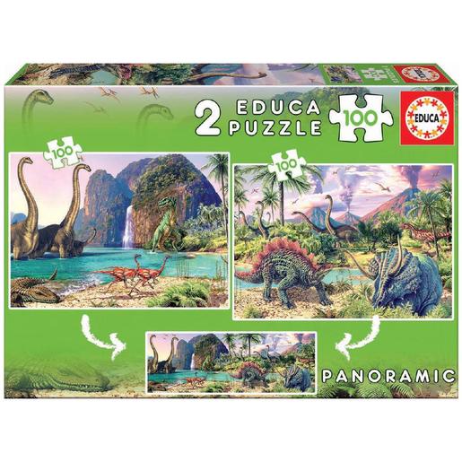 Educa Borrás - Dino World Pack Puzzles 2x100 Piezas